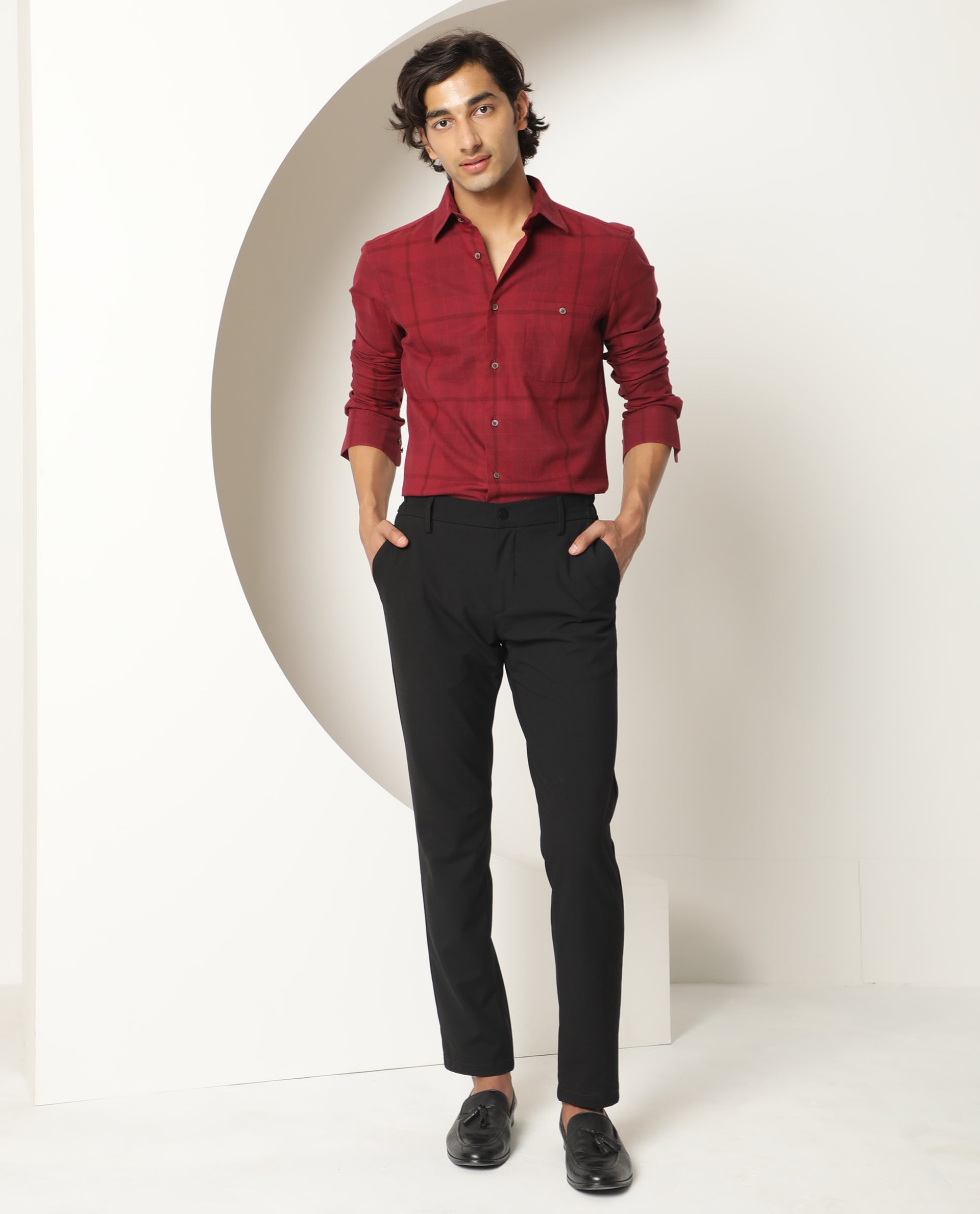 Fashion Model Male In Black Shirt And Red Pants Isolated On White Stock  Photo, Picture and Royalty Free Image. Image 22611312.